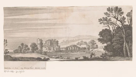 River Landscape with Bridge with Five Arches