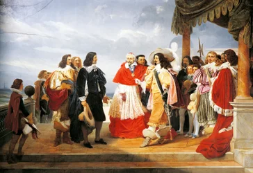 Cardinal Richelieu presenting Poussin to Louis XIII in 1640 (detail) by Jean Alaux