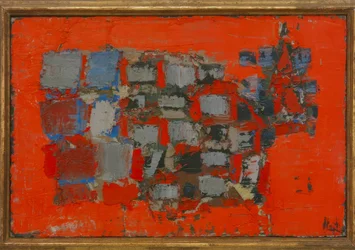 Composition on Red Background