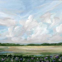 Cloudy Meadow With Flowers
