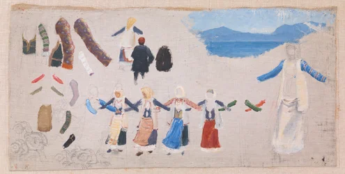 Dancing Women, Costume Details, and a Landscape