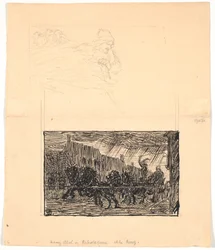 Two Illustration Drafts for Sønderjyske Folkesagn, by F. Ohrt. F.o. Where You Least Expect It and F.n. King Abel and the Ropemakers