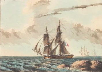 A French Canon Brig Crossing Close Underwater
