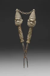 Figurated tongs for Oshugbo Society rituals