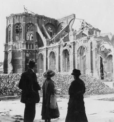 Damage to the Church of Notre Dame, Armentières, France, World War I