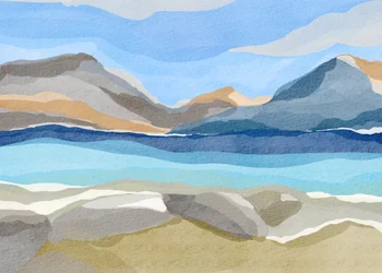 Abstract Serene Mountain Lake