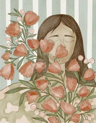Serene Woman With Flowers