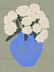 White Blooms Blue Vase