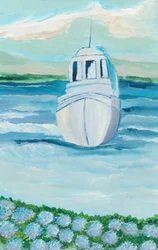 White Boat Blue Hydrangeas