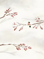 Winter Bird With Berries