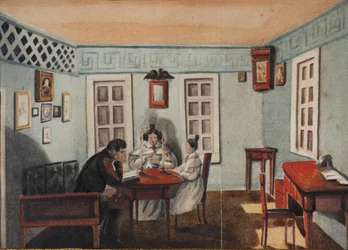 Nikita Muravyov with His Daughter Sofia by Exile in Irkutsk Province (1837)