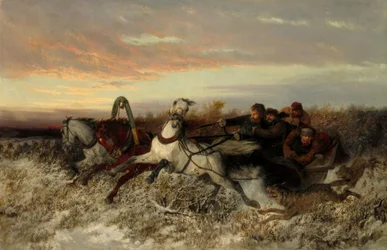 Horse Sleigh, Chased by Wolves