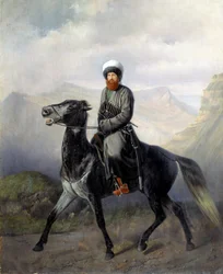Equestrian Portrait of Imam Shamil, Leader of the Muslim Tribes of the Northern Caucasus