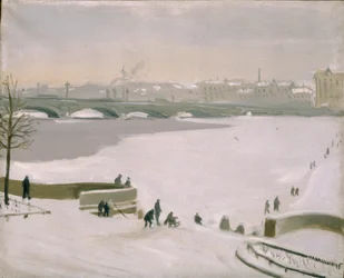 Crossing the frozen Neva River, 1935