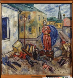 Barricade (Christ Appears Near the Bodies of Dead and Wounded Children Lying in the Street, Behind the Remains of a Furniture Barricade)