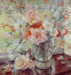 A Still Life of Summer Flowers in a Glass Jug