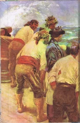 Inside cover design, from Treasure Island published by MacDonald 1947