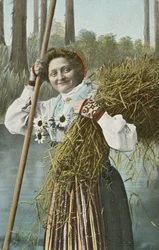 Norwegian girl during harvest