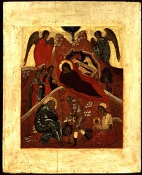 Icon of the Nativity, the Adoration of the Magi and the Temptation of St. Joseph, c.1500