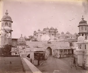 View of the City Palace, with Entrance Gateway in the Foreground, Udaipur