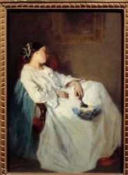 Sleeping Seated Woman by Octave Tassaert (1800-1874) 19th Century