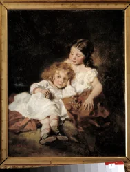 The Big Sister. Painting by Octave Tassaert (1800-1874)