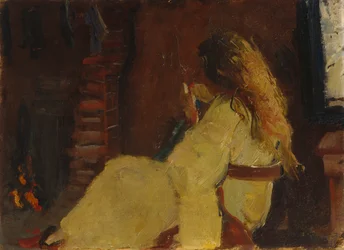 Dry Hair by the Fireplace