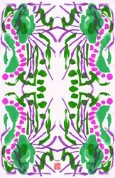 Peacock Green Pink Floral Pattern, 2023
