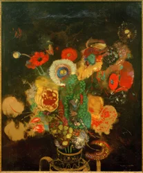 Bouquet of Flowers against a Black Background