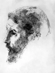 French painter Pierre Bonnard in 1902, lithography by Odilon Redon