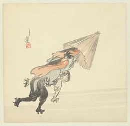 Two Musicians Running in the Rain