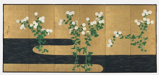 Chrysanthemums by a Stream