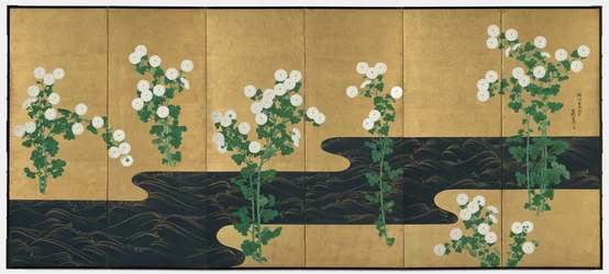 Chrysanthemums by a Stream