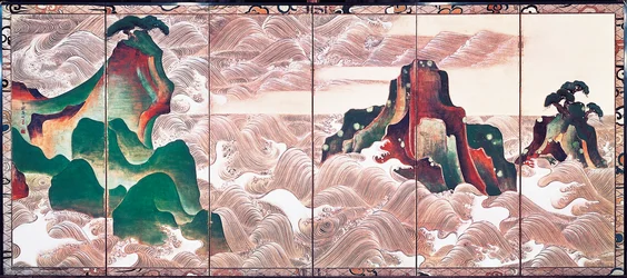 Waves at Matsushima, screen with six panels by Korin Ogata