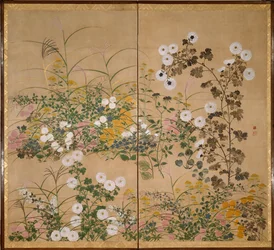 Folding Screen with Autumn Grasses, Important Art Object