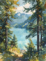 Serene Mountain Lake View