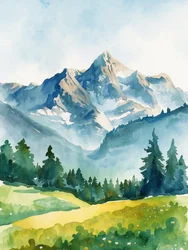Serene Watercolor Mountains