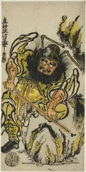 Shoki the Demon Queller Sharpening His Sword