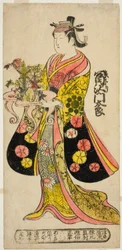 The Actor Tomizawa Montaro I as Miyako no Mae in the play "Izu Genji Horai Yakata," performed at the Ichimura Theater in the eleventh month, 1736