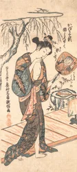 Woman In Loosened Kimono Coming From the Bath