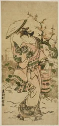 The Actor Sanogawa Mangiku as a Woman Walking in the Snow