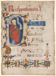 Leaf from an Antiphonary: Historiated Initial P with the Prophet Samuel
