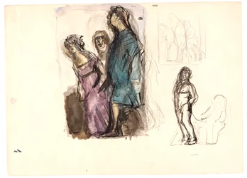 Colored Sketch for "Diogenes" and Two Other Sketches