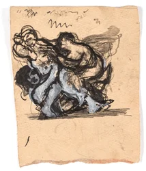Study for "Two Women Fighting Over a Man"