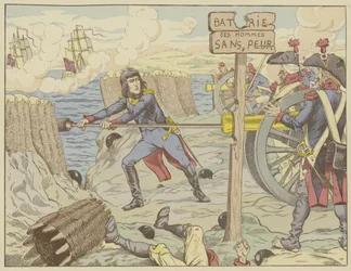 Napoleon loading a cannon like a common soldier at the Siege of Toulon, 1793