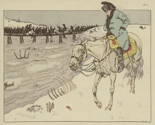 Napoleon Watching the Remains of His Grand Armee Crossing the River Berezina on the Retreat from Moscow, 1812