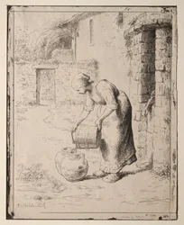 A Woman Emptying a Bucket