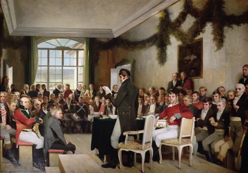 The National Assembly at Eidsvoll passing the Norwegian Constitution in 1814