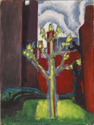 Young Tree in Red Courtyard, 1919