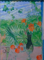 Black Vase with Drifting Clouds